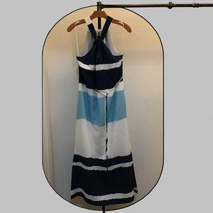Banana Republic Sundress blue and white crinkle women's long dress petite 4